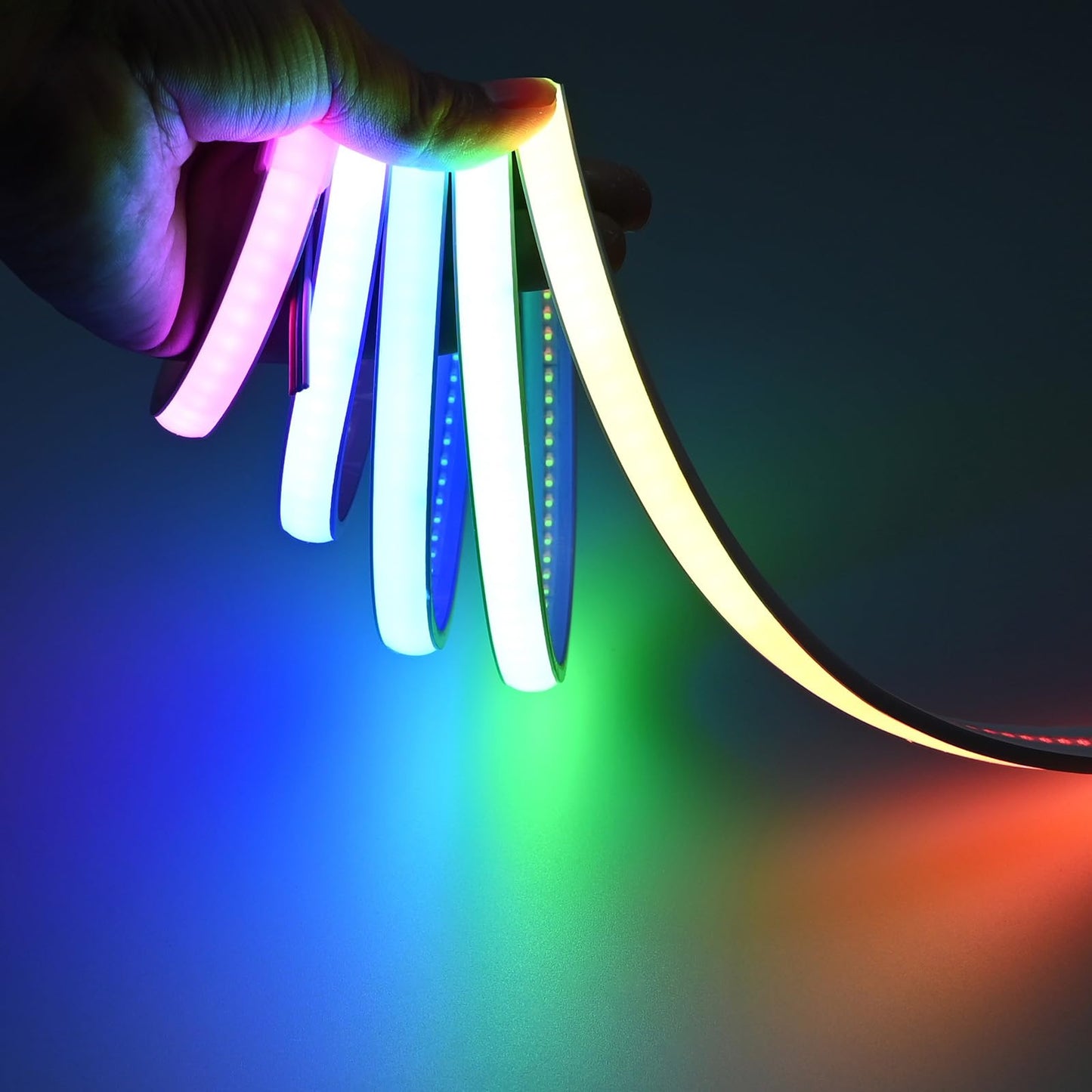 GOMING 24V 32.8ft/10M WS2811 Neon RGB COB LED Strip Light Addressable IP67 Waterproof 576 LEDs/M 16W/M Uniform Glow Self-Adhesive LED Tape for DIY