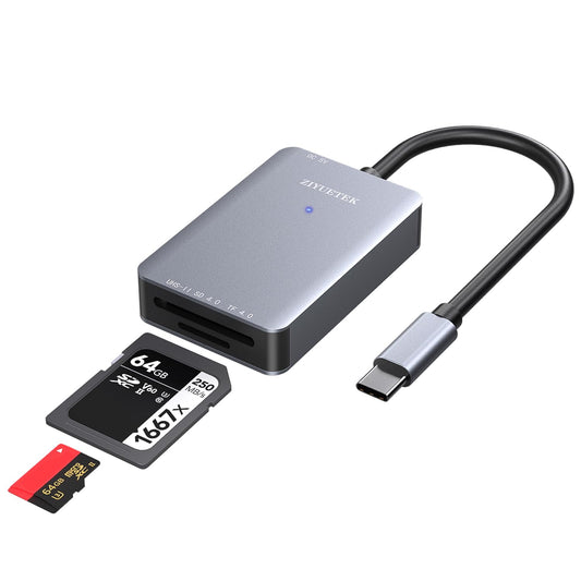UHS-II SD Card Reader,Type-C Flash Memory Card Reader for USB C Device, SD/SDHC/SDXC/Micro SDXC/SD4.0/V90/V60/V30/1667X/2000X/1000X Memory Card