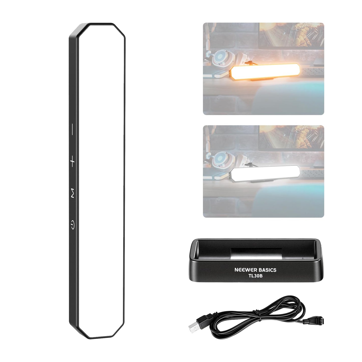 NEEWER Basics LED Chin Fill Lighting CRI95, 6W Bi Color Portable Desk Phone Selfie Photo Light, USB Powered for TikTok Streaming Laptop Video