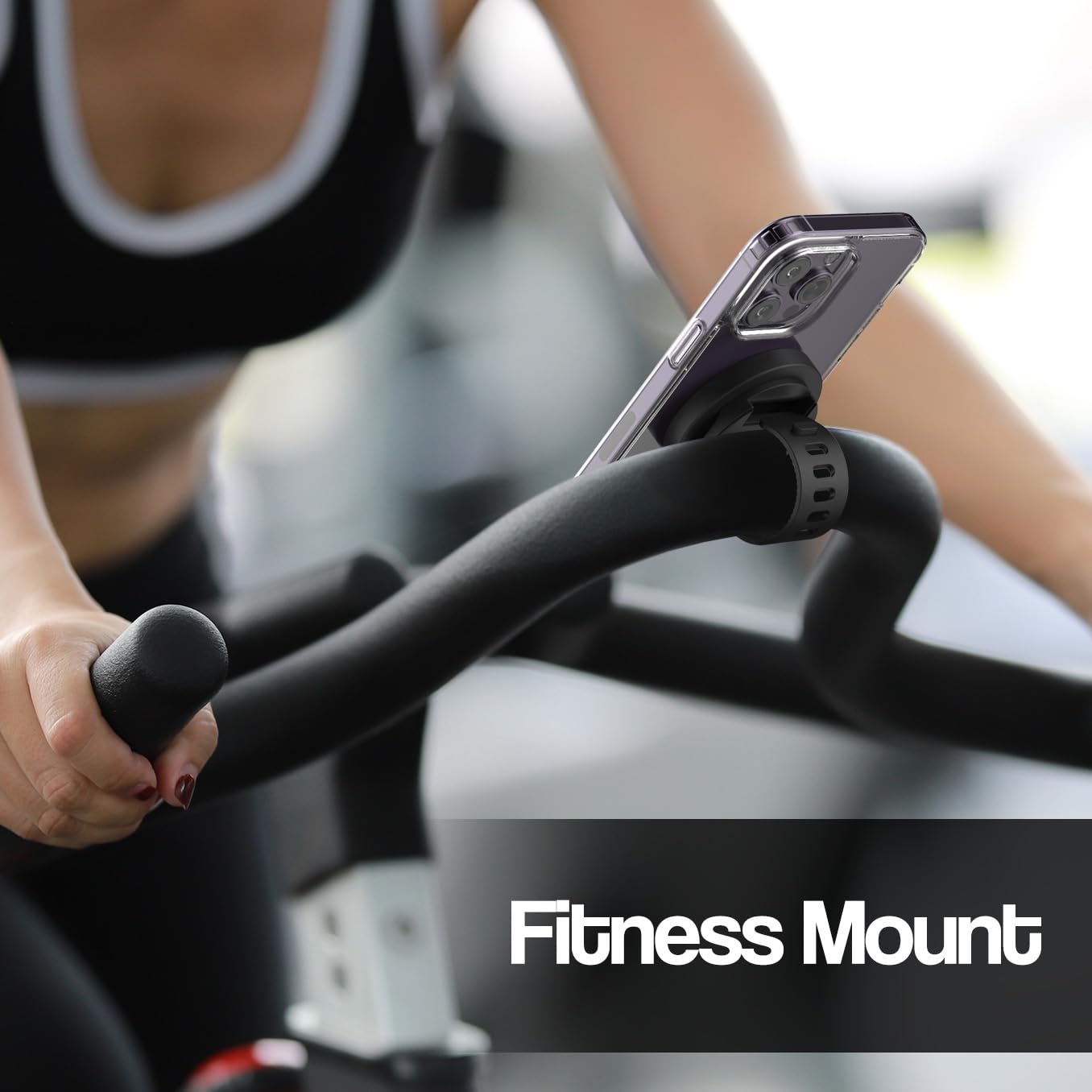 ENCASED Grip-X Magnetic Bar Mount, Compatible with MagSafe - Phone Holder for Gym, Home Fitness Bikes, Workout Equipment, Stroller and Cart Handlebars