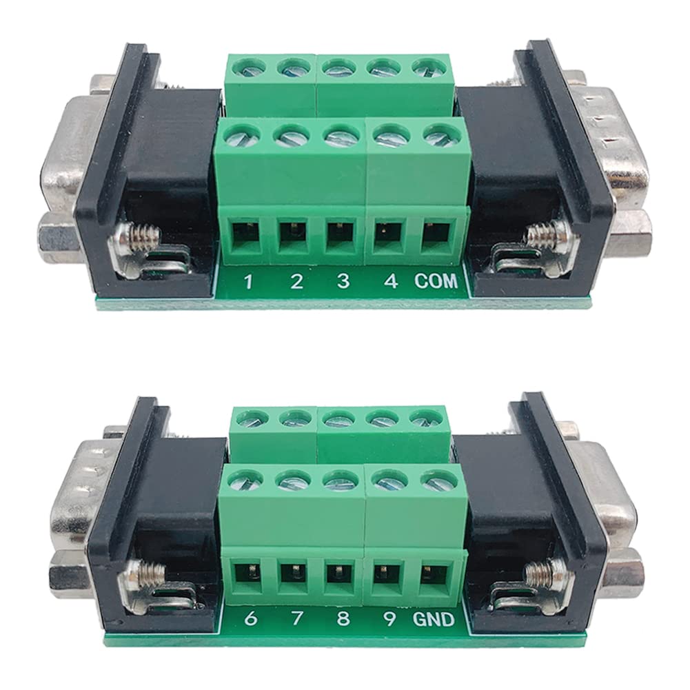 Jienk 10Pcs DB9 Male to Female Terminal Breakout Board, RS232 D-SUB Serial to 9pin Port Gender Changer Connector for Test and Check Pinouts
