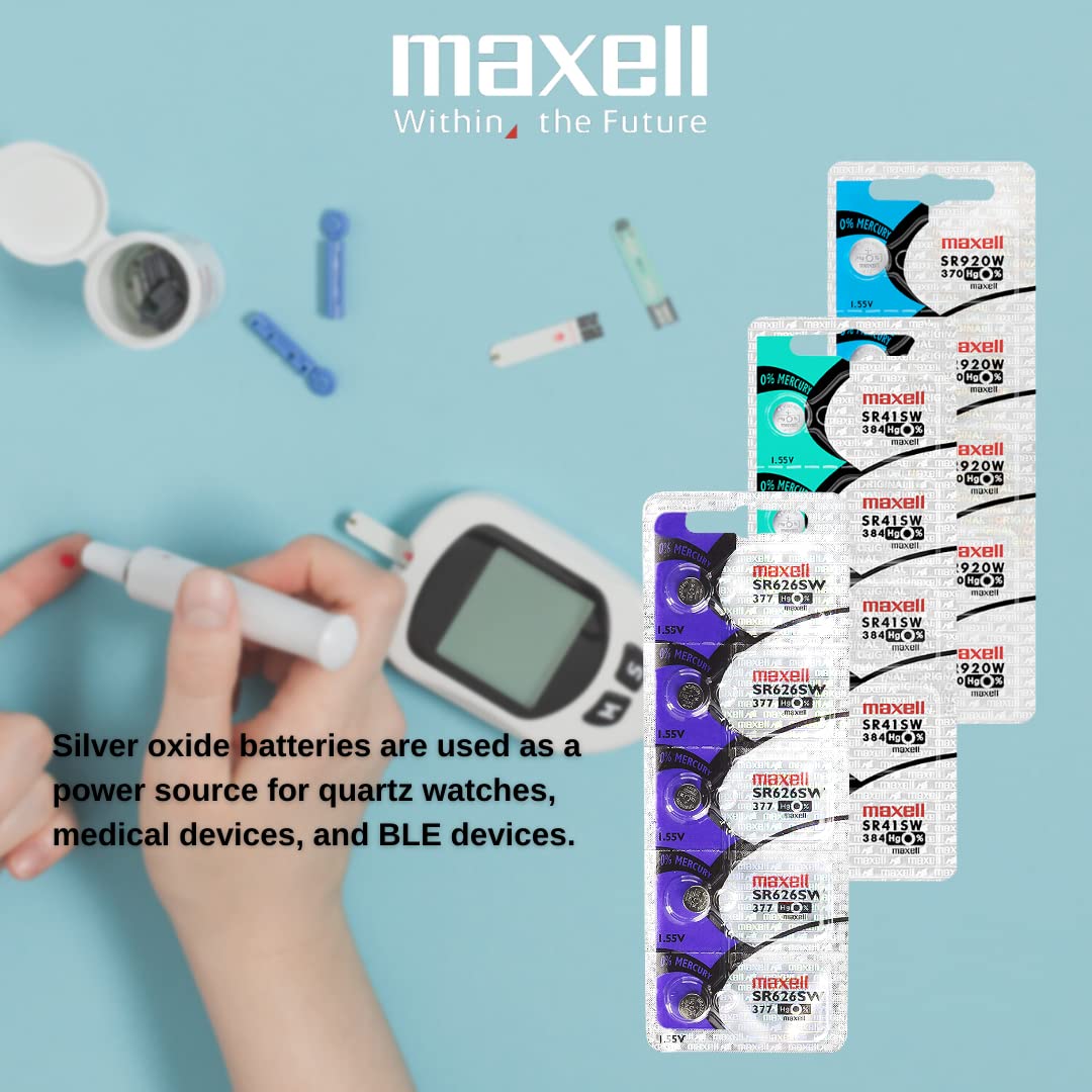 2 x MAXELL SR626SW 377 1.55v Silver Oxide Button Cell Watch Battery - Official Genuine Maxell