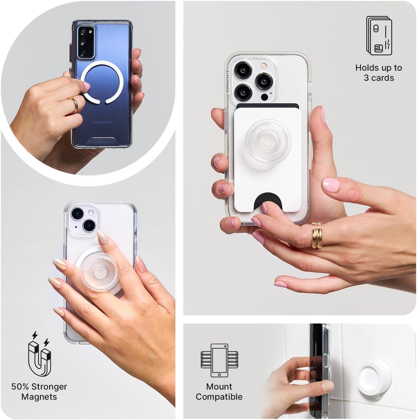 PopSockets Phone Grip for MagSafe, Magnetic Holder, Phone Stand, Spinner - Black Radial Backspin