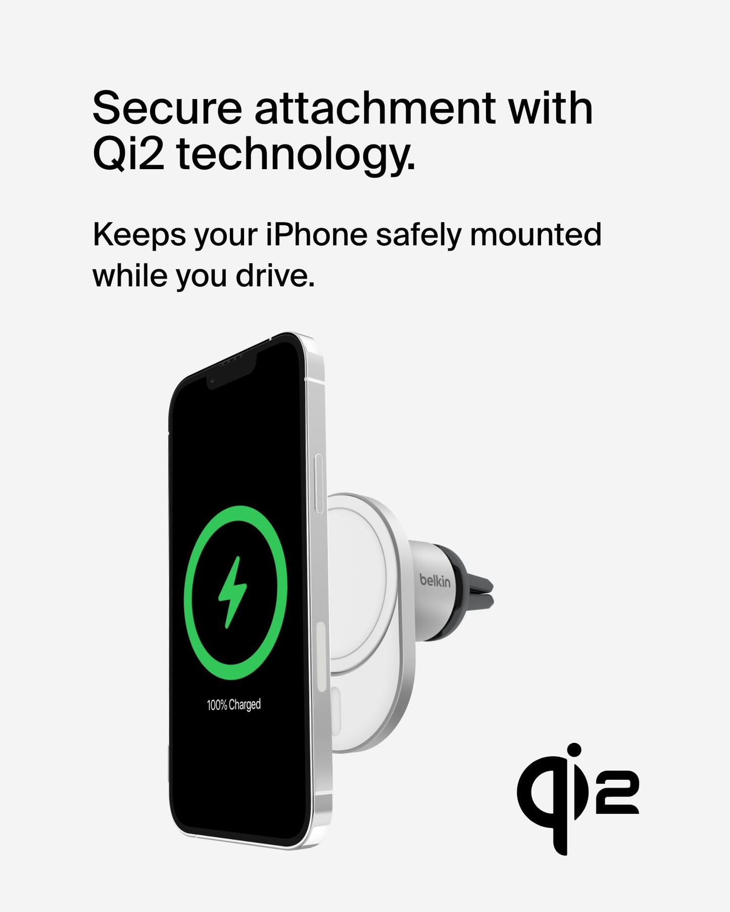 Belkin MagSafe-Compatible Wireless Car Charger 15W, Fast Charging Wireless Charger - Powerful Magnetic Vent Holder for iPhone 17, 16, 15, 14, 13