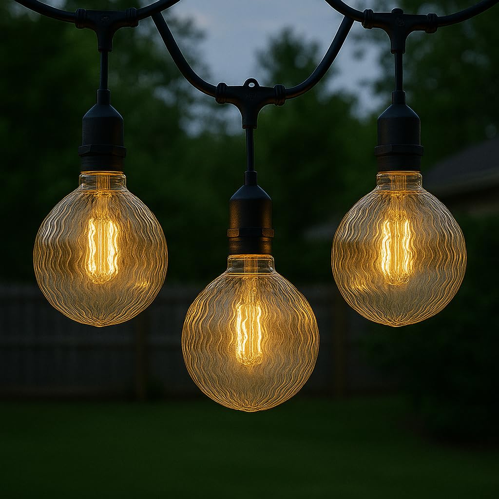Festive Living 5" RippleLux G125 LED Glass Globe Bulb, E26 Medium Base