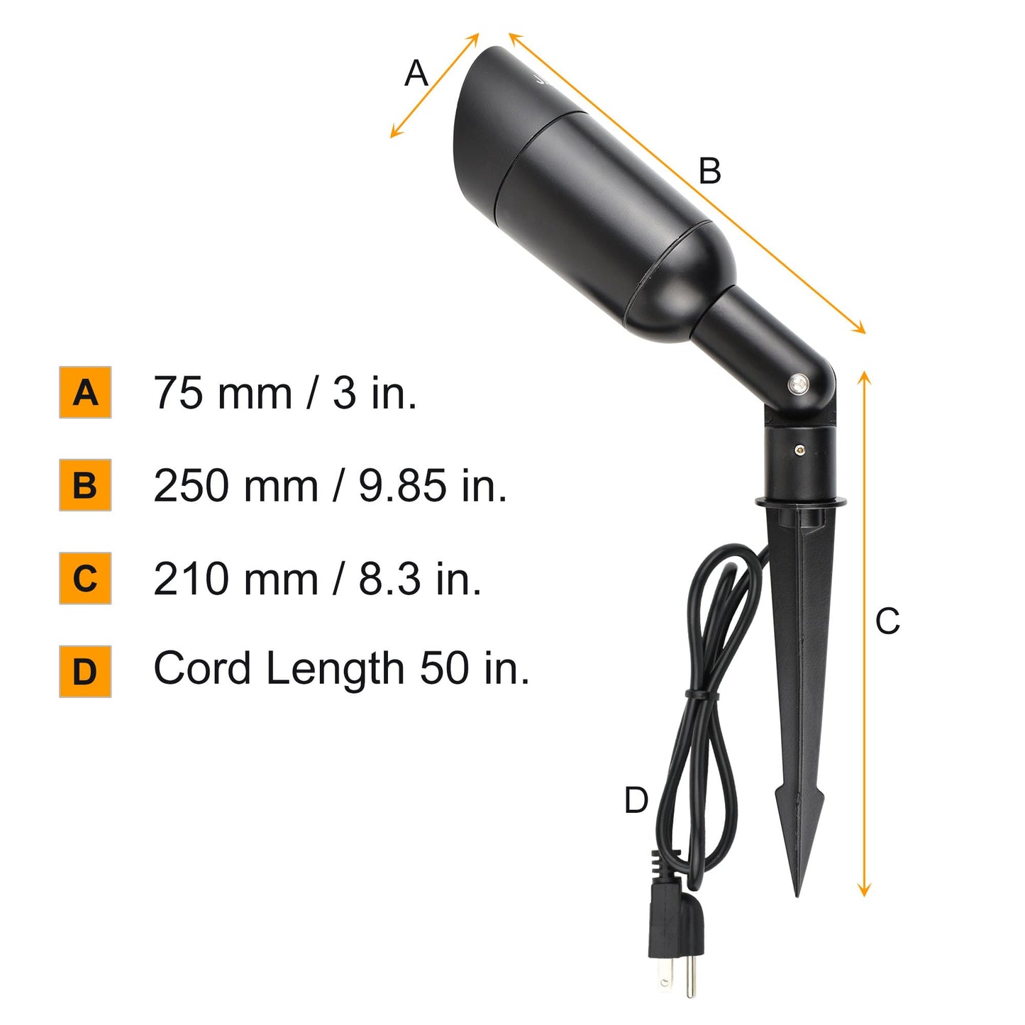 J.LUMI 15W Outdoor LED Spotlight with Stake, Plug-in 120V, IP65 Waterproof, 5000K Daylight, 1350 Lumens, 60° Beam, 4-ft Cord, Flag, Tree, Garden