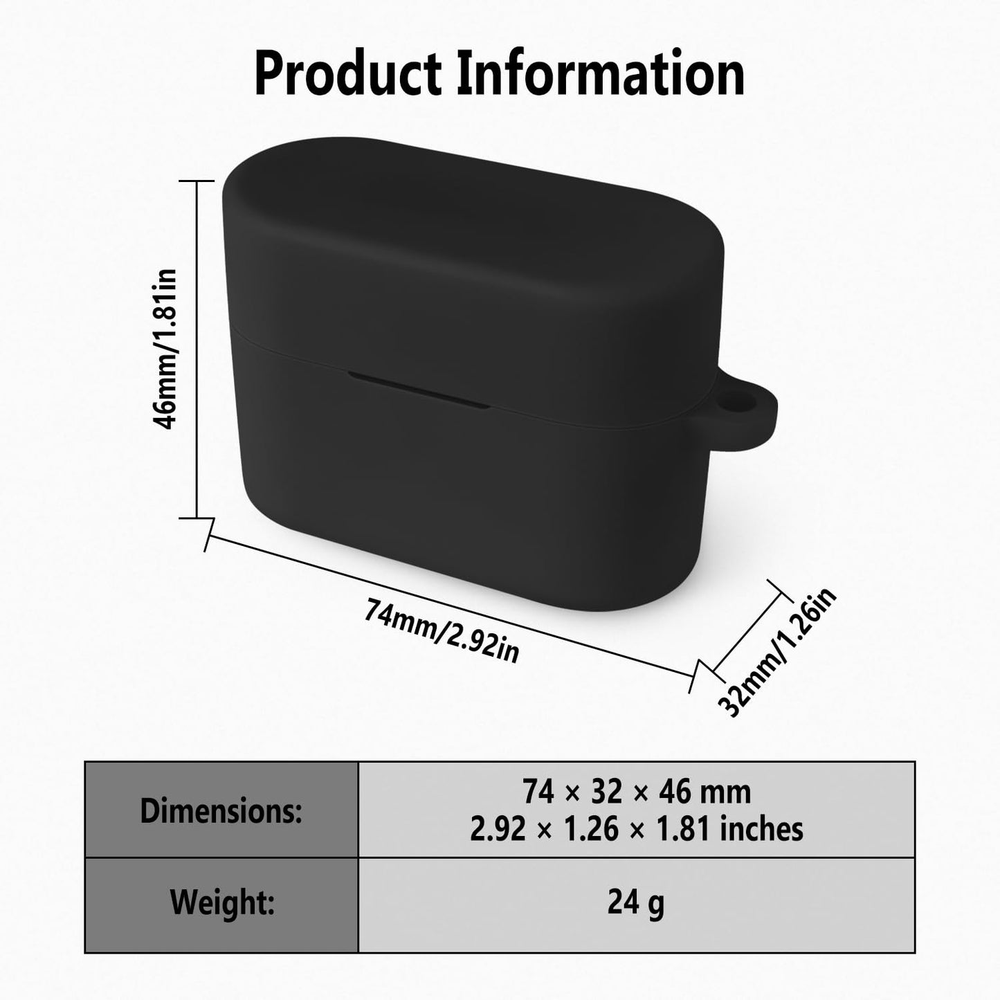 Geiomoo Silicone Cover for Sony WF-1000XM6 Case, Soft Flexible Scratch Resistant Protective with Carabiner (Black)