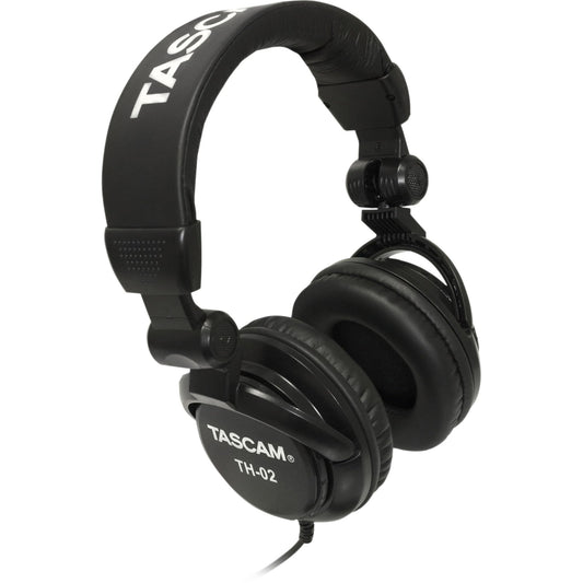 TASCAM TH-02 Professional Studio Monitor Headphones, Wired, Over Ear - for Recording, Podcast, DJ, Music and Guitar, with 1/4 Inch Jack Adapter