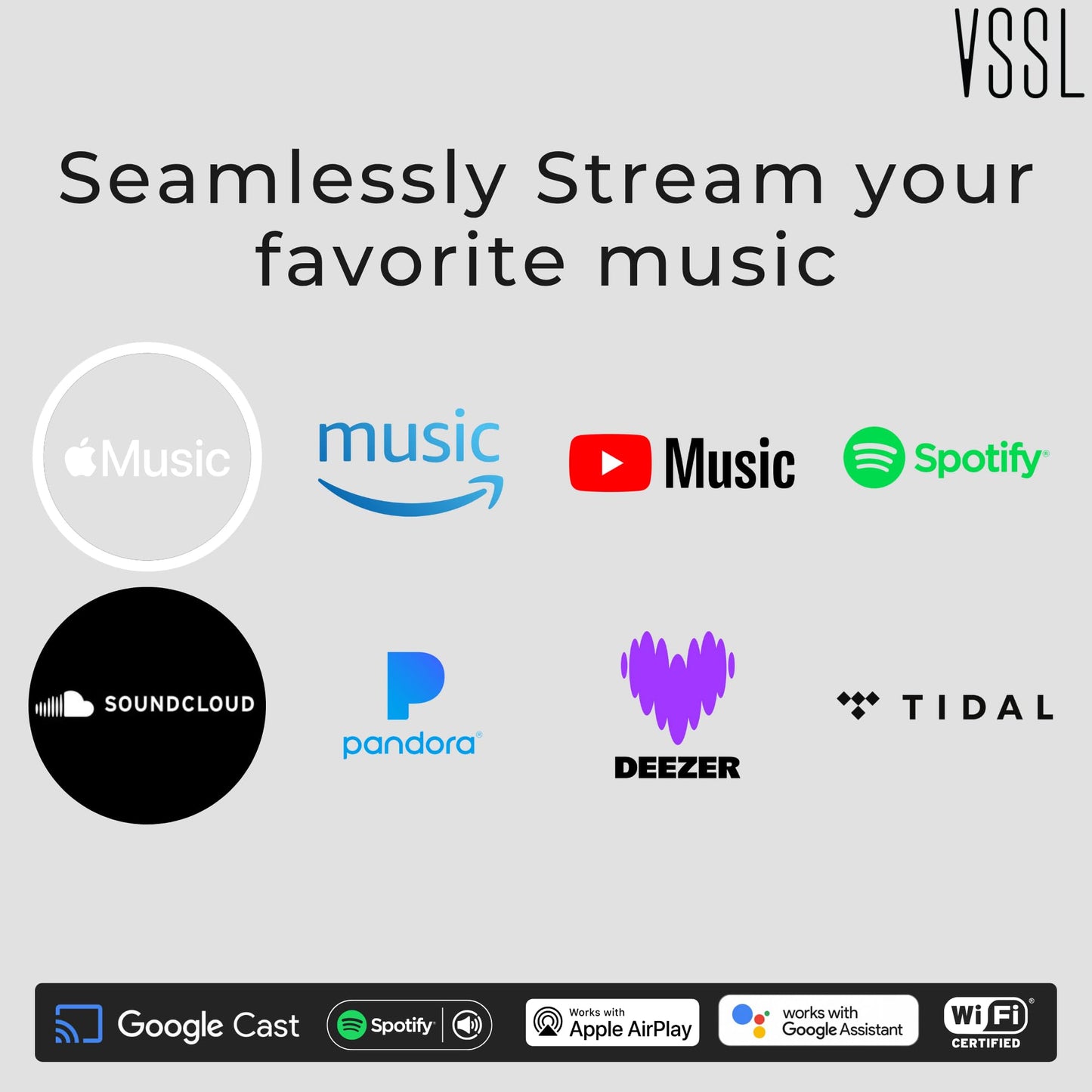 VSSL SX Wireless Home Speaker | Premium Audio with Built-in Streaming | Multi-Room Capability | Dolby Digital Certified | Native Streaming