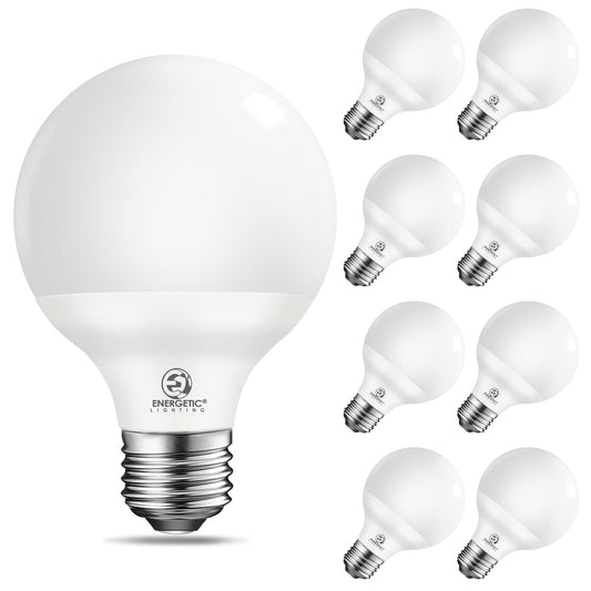 Vanity Globe Light Bulbs G25 LED for Indoor Bathroom Mirror Living Area, 5000K Daylight, Dimmable 600 Lumens, 6W, E26 Base, Round Frosted Classic