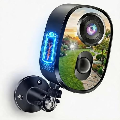 Security Camera Wireless Outdoor 4K Battery Powered Full Color Night Vision WiFi Indoor Camera 2-Way Talk Motion Detection Microphone Spotlight Alarms