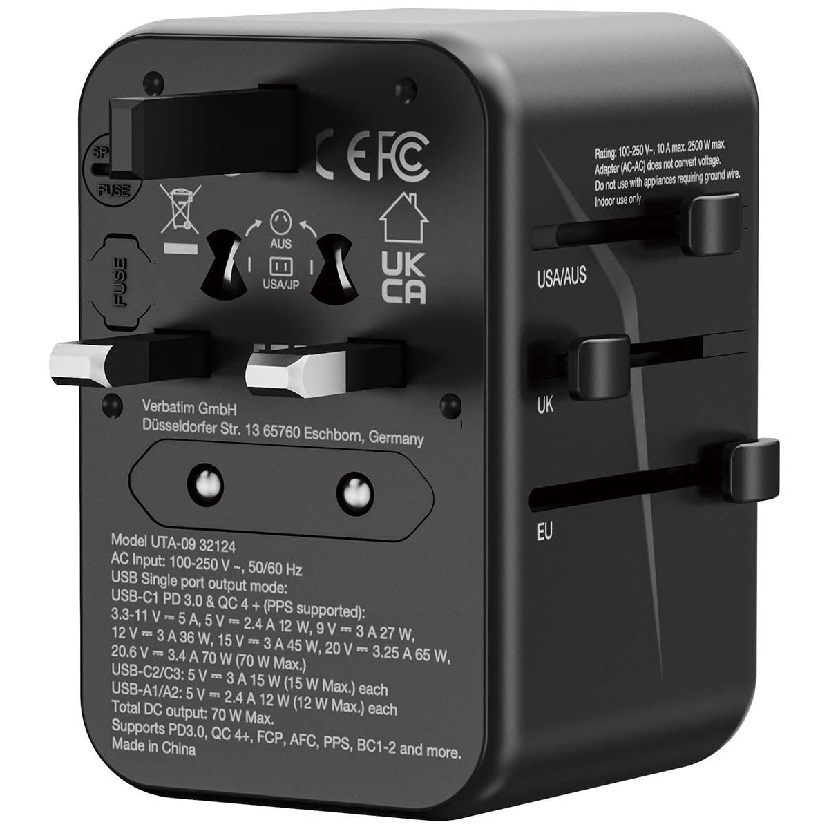 Verbatim UTA-09 GaN III 70W Universal Travel Adapter