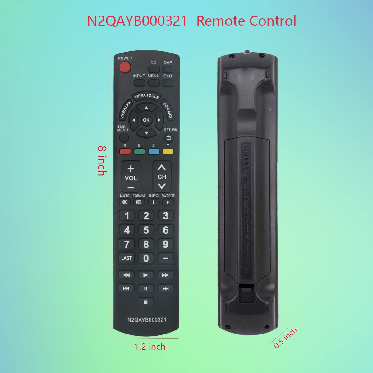 GHUST N2QAYB000321 Remote Control Replacement for Panasonic TV TC-L42U12 TC-P42C1 TC-P42S1 TC-P42U1 TC-P42X1 TC-P46S1 TC-P46U1 TC-P50C1 TC-P50S1
