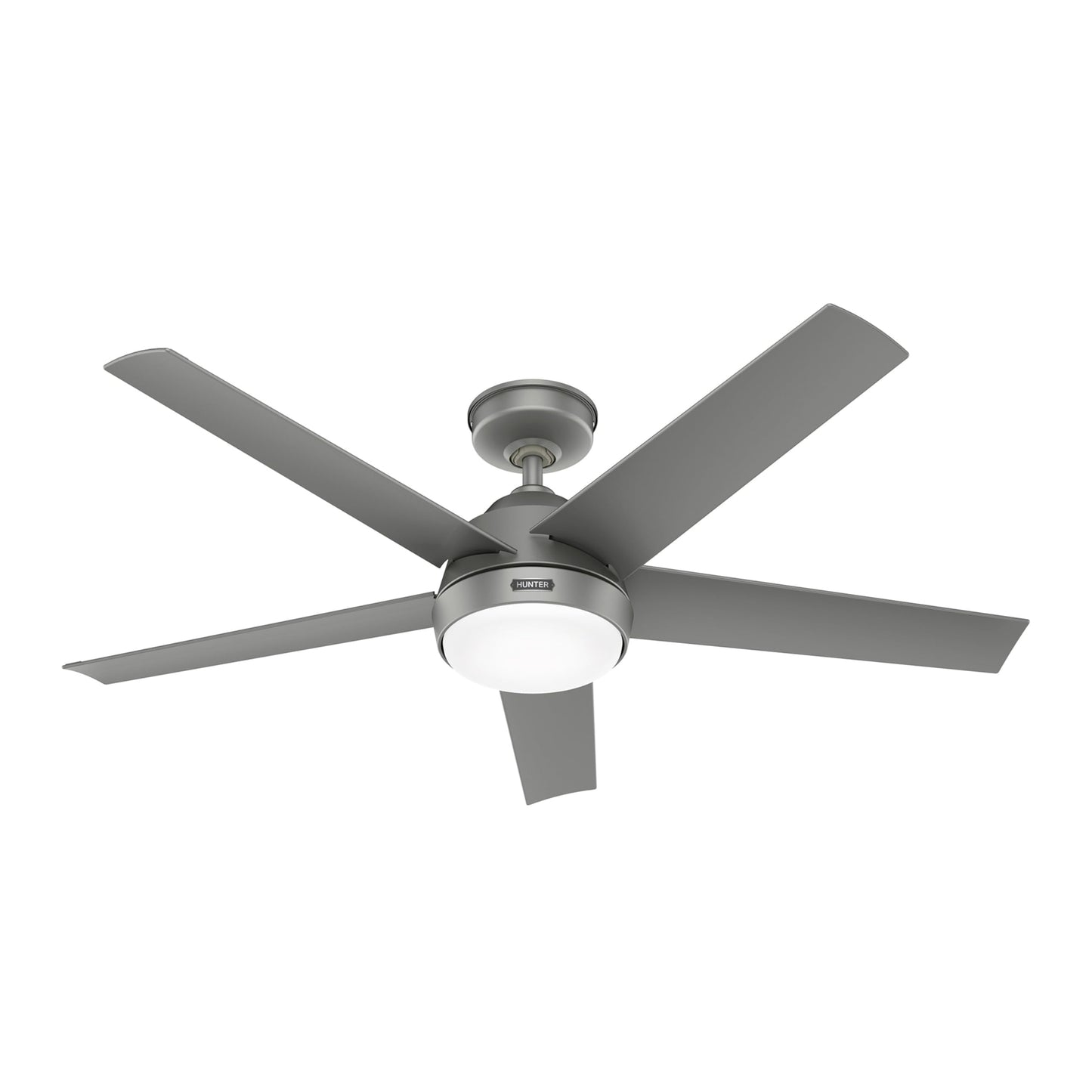 Hunter Fan 52 Inch Matte Silver Indoor/Outdoor Ceiling Fan with Lights for Farmhouse, Patio, Bedroom, Living Room, Office, Basement, Kitchen