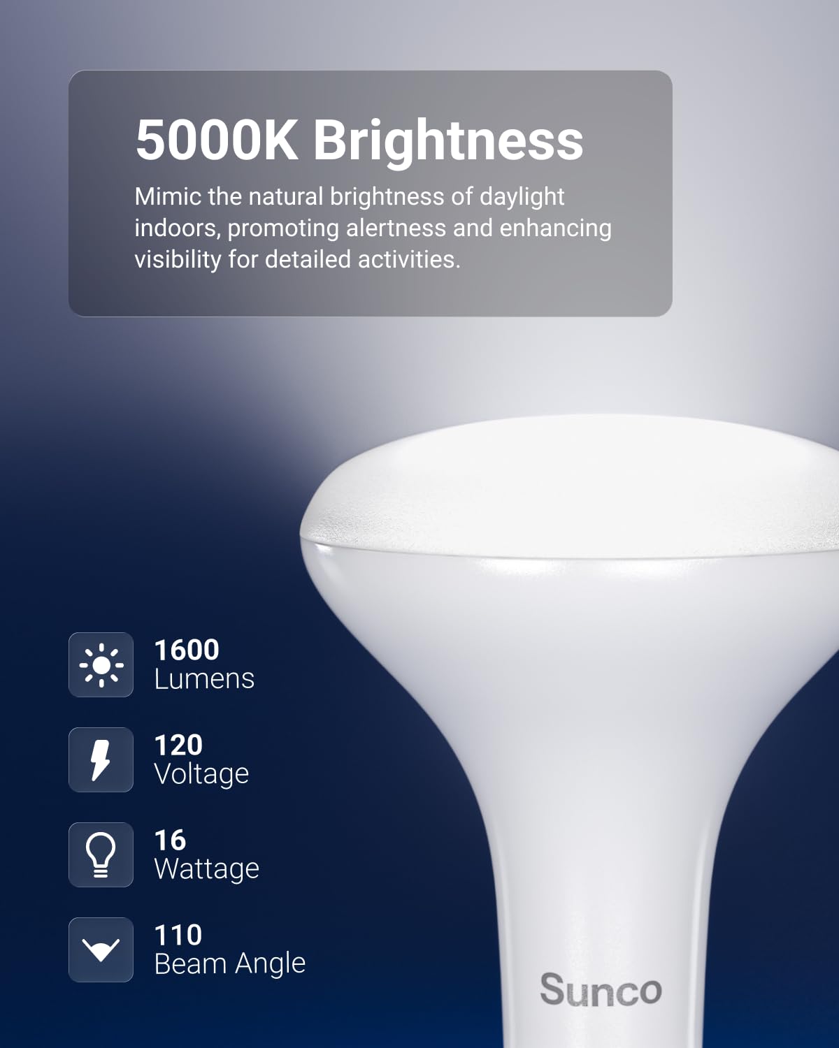 Sunco 12 Pack BR30 LED Bulb Flood Light, E26, 16W=100W, 5000K Daylight