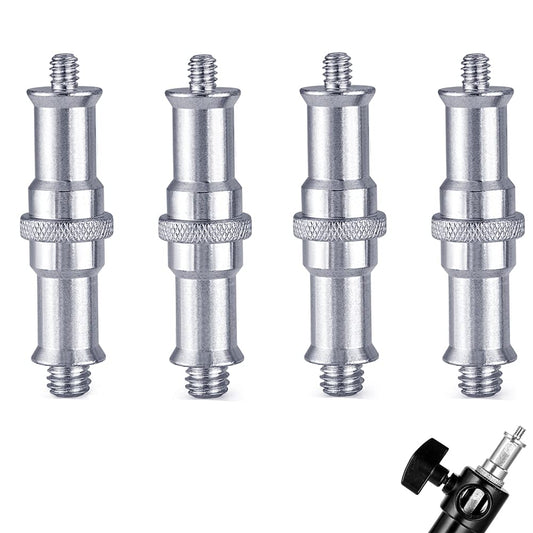 4 Pieces Standard 1/4 to 3/8 inch Metal Male Convertor Threaded Screw Tripod Adapter Spigot Stud for Flash Holder, Studio Light Stand, Ball Head