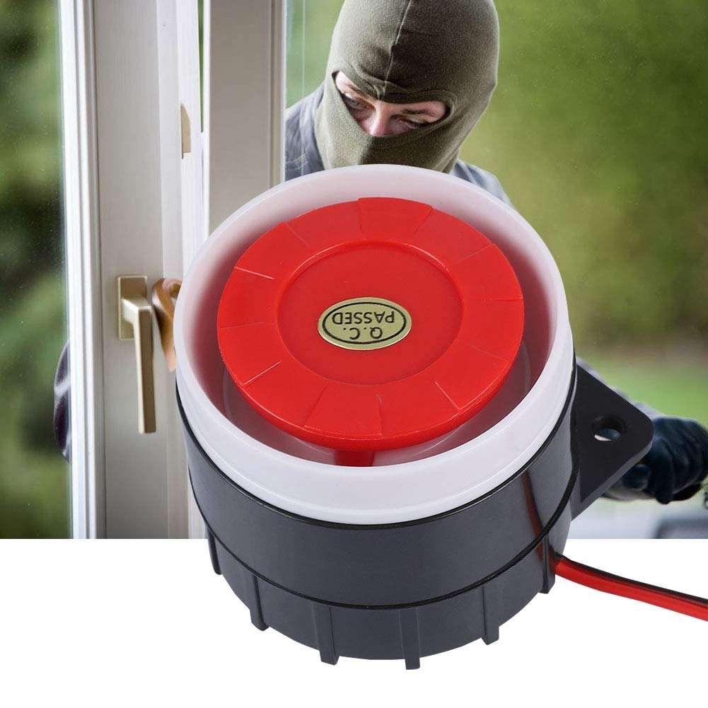 120dB DC 12V Mini Red Wired Alarm Horn Safety Warning/Burglar Horn for Home Security Monitoring System Indoor and Outdoor Safety