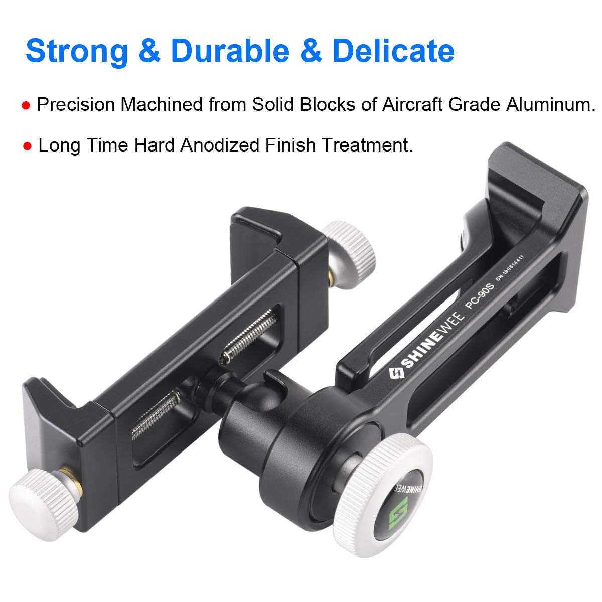 SHINEWEE Metal Phone Tripod Mount Adapter, Arca Dovetail and 1/4" Screw Mount,Adjustable Vertical and Horizontal Dock for Samsung Galaxy, iPhone,