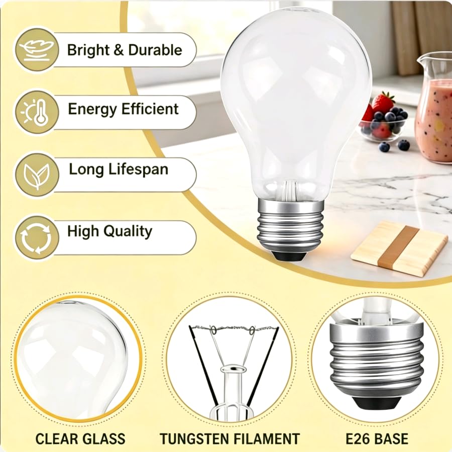 75 Watt Incandescent Light Bulbs A19 Frosted, 60+ Watt E26 Base, 4 Pack