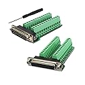 Twinklebay DB25 Breakout Connector D-sub Breakout 25 Pin Connector with Nut (Male Adapter x 1, Female Adapter x 1)