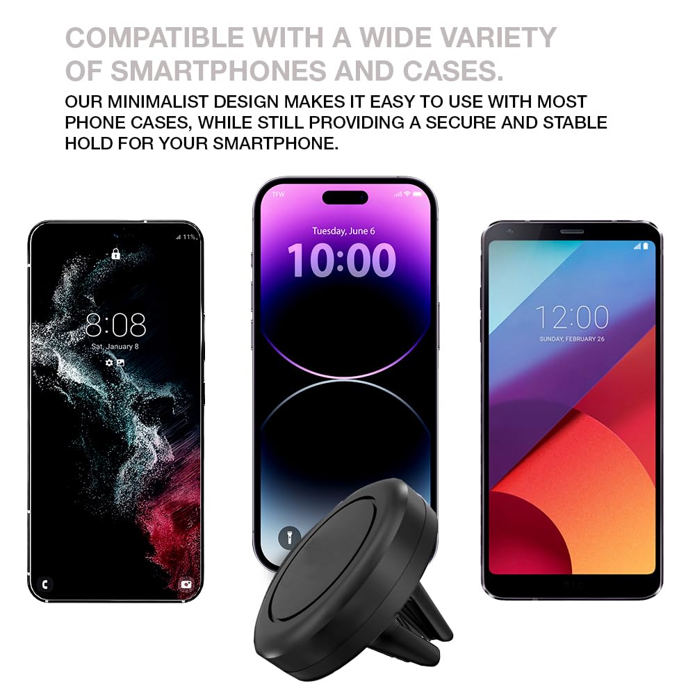 MAXBOOSTPOWER Universal Smartphone Holder - Air Vent Magnetic Car Mount (4 Pack Black) Compatible with iPhone 12/13/14/15/16 & Galaxy LG Android Cell