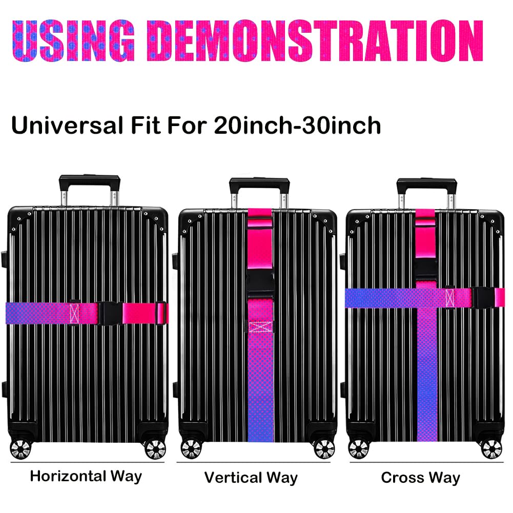 Gowraps TSA Approved Luggage Straps – 2 Pack Adjustable Bright Luggage Belt for Suitcases, Carry-On Bags & Travel Accessories (Gradient)