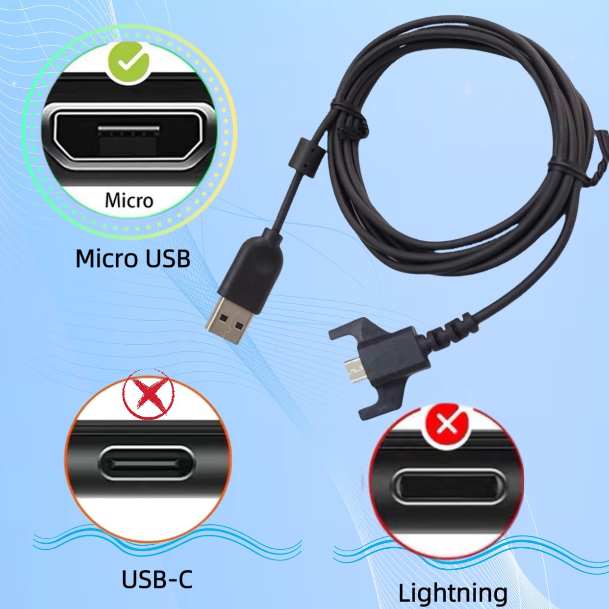 Qnanw USB Charging Cable Compatible with for Logitech G403 G703 G900 G903, G Pro Wireless Mouse, G PRO X Superlight Gaming Mouse, G560 Speaker, G PRO
