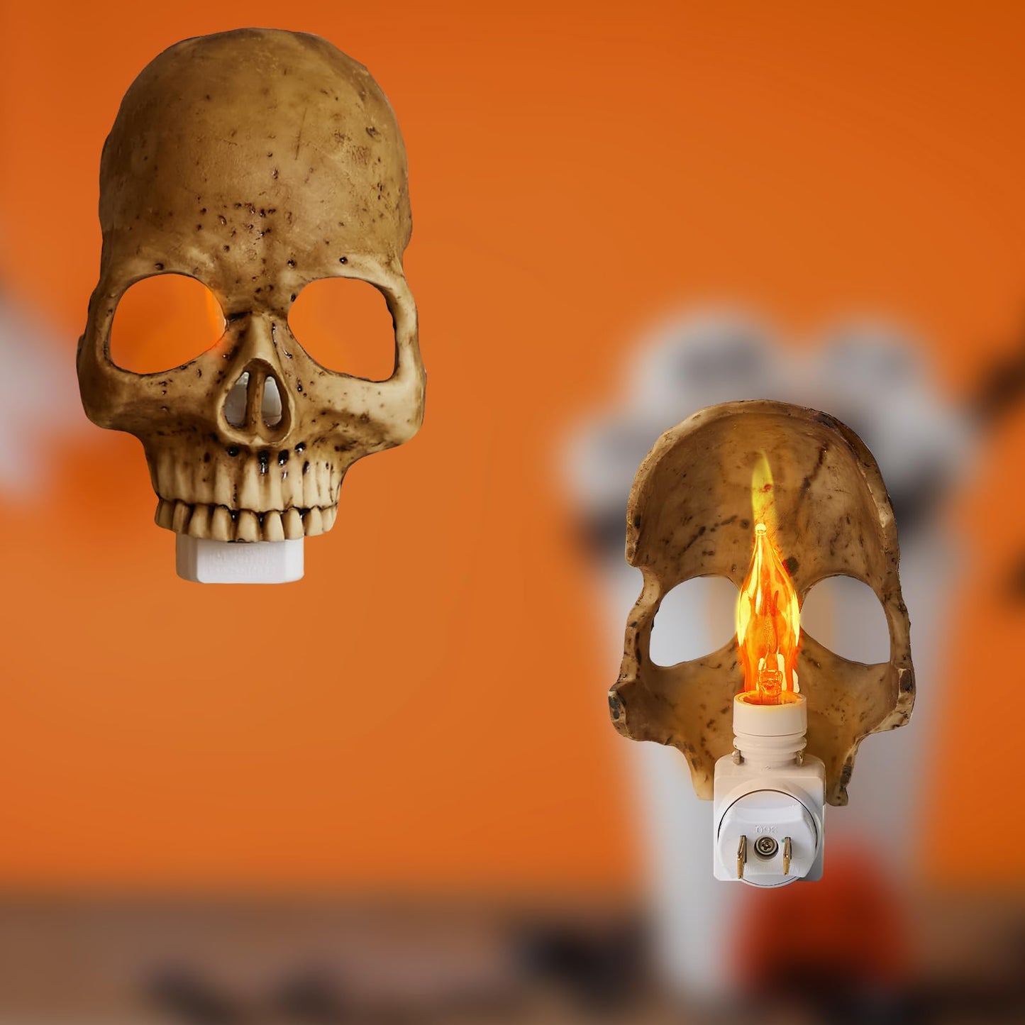 gzrnje Human Skull Night Light,2025 New Skull Night Light,Horrible Light Decoration for Halloween Party and Home Decor.