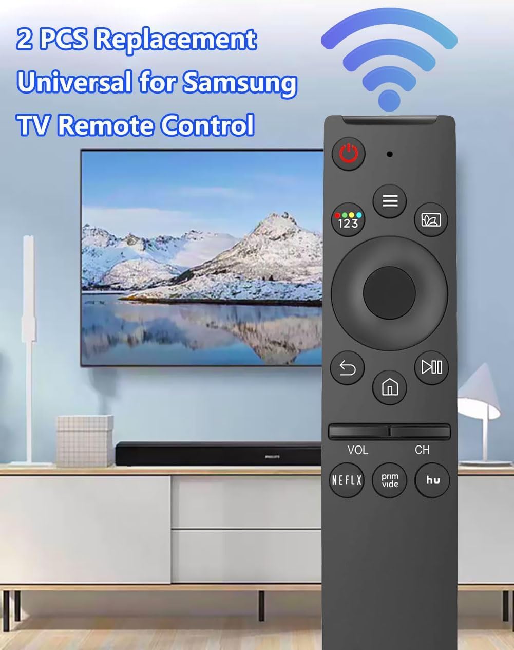 (Pack of 2) Replacement Remote Control for Samsung TV, Compatible for All Samsung TV LED QLED UHD SUHD HDR LCD Frame Curved Solar HDTV 4K 8K 3D Smart