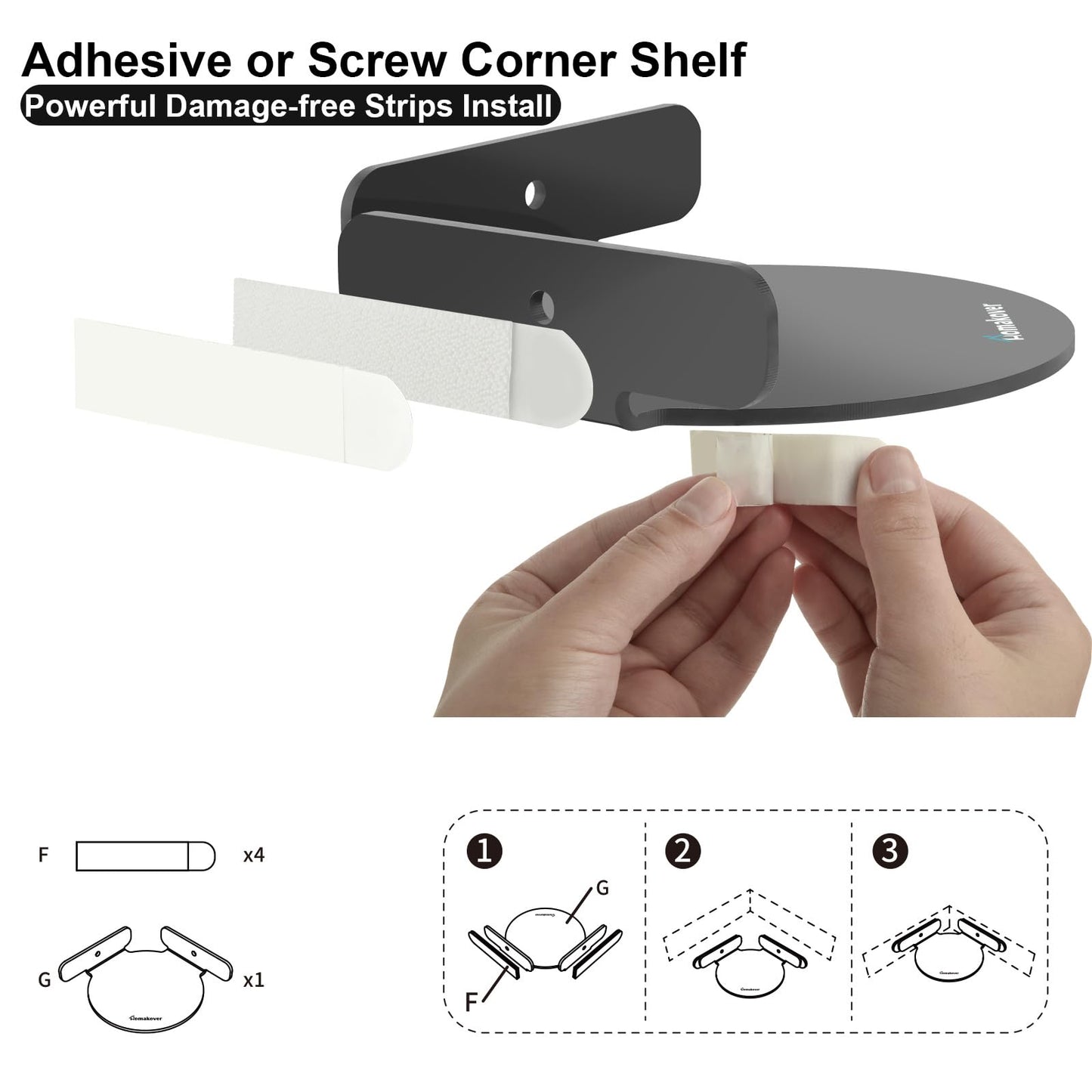 2 Pack Acrylic Mini Circular Corner Shelf Mount for Security Cameras, Baby Monitors, Plants & More, Universal Cam Holder, Easy to Install, Screwless