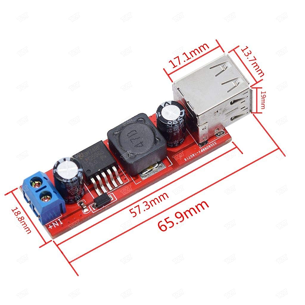 Oiyagai 2Pcs DC to DC Voltage Regulator Step Down Power Supply Buck Converter Module 6-40V to 5V 3A Dual USB Port Output