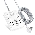 BOPARTE Surge Protector Power Strip, 10 Ft Extension Cord with PD 30W USB C Port, 8 AC Outlets and 3 USB A Ports for Home, Office, Dorm Essentials