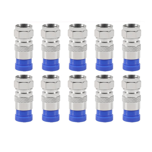 10Pcs RG6 Coaxial Cable Connector F Type Compression Connector Compression Fitting Coax Adapter for Mobile Cable TV, Audio, Video, Lighting, RF