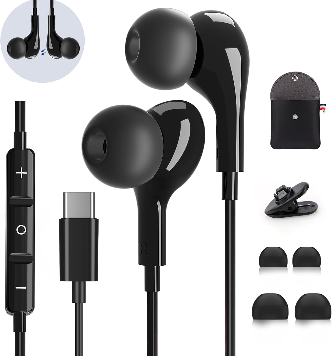 USB C Headphones for Samsung Galaxy S26 S25 S24 Ultra iPhone 17 Air 16 Pro 17 Pro Max S23 S22 A56 A55 A26 A17 A16 Pixel Xiaomi Wired Earbuds Magnetic