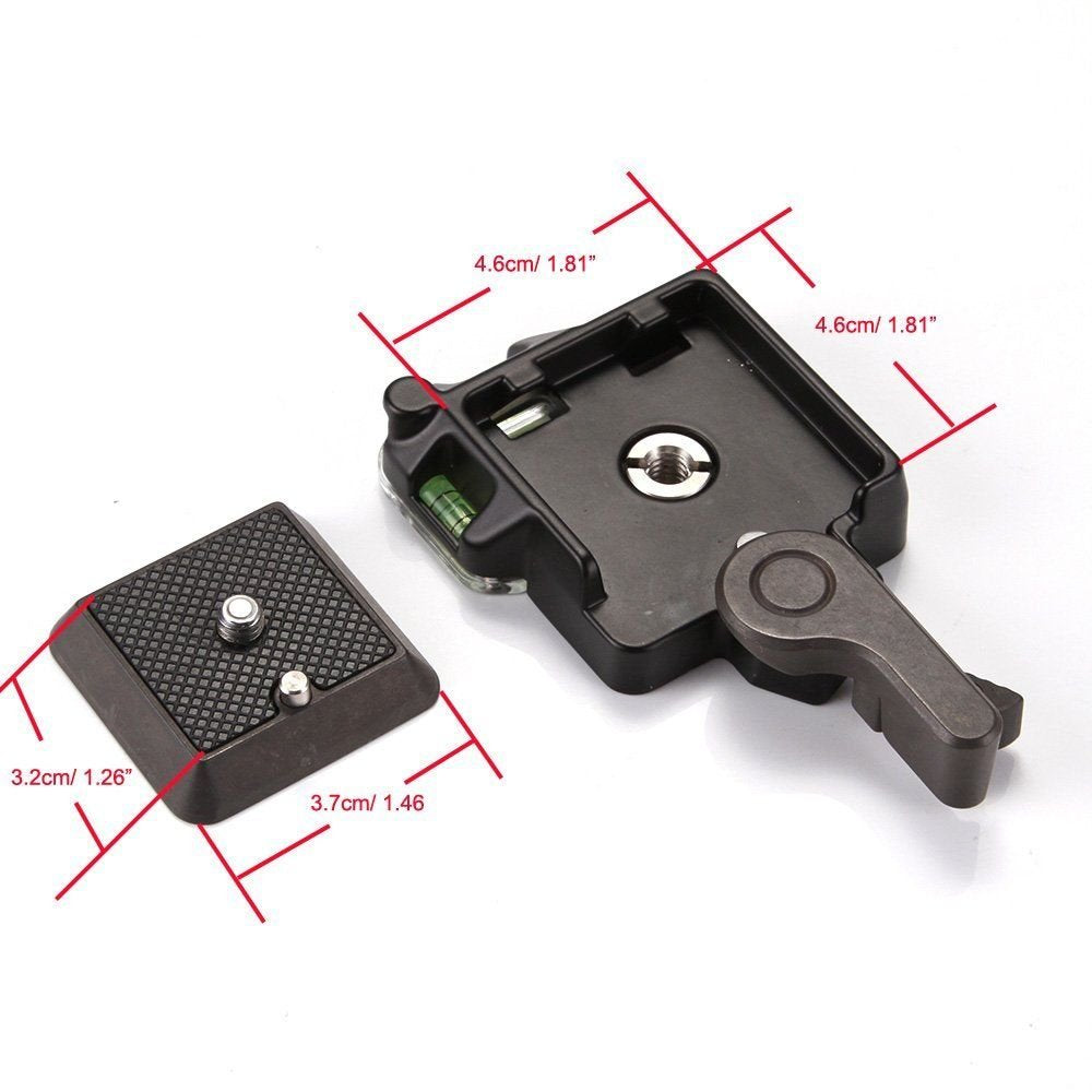 FocusFoto Universal QR Quick Release Clamp Adapter & Plate with 1/4'' Screw Mounting & 3 Bubble Levels for DSLR Camera Tripod Monopod Stabilizer Ball