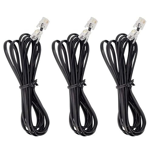 AIMIJIA Phone Cord, 6P4C Black Phone Telephone Extension Cord Cable Line Wire RJ11 6P4C Modular Plug for Landline Telephone Modem Accessory (6ft-3