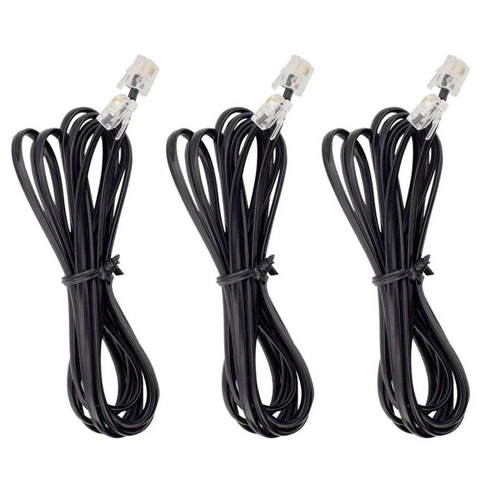 AIMIJIA Phone Cord, 6P4C Black Phone Telephone Extension Cord Cable Line Wire RJ11 6P4C Modular Plug for Landline Telephone Modem Accessory (6ft-3