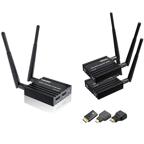RIJER Wireless HDMI Transmitter and Receiver 4k decoding, One Transmitter and Two Receivers, Long Range Wireless Transmission 656FT/200M,Plug-Play