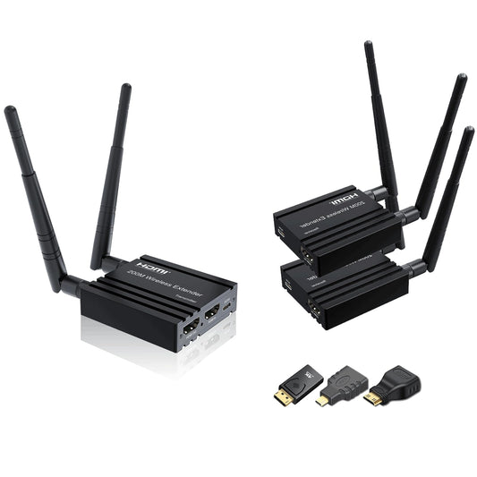 RIJER Wireless HDMI Transmitter and Receiver 4k decoding, One Transmitter and Two Receivers, Long Range Wireless Transmission 656FT/200M,Plug-Play