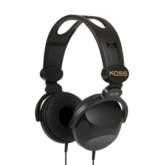 Koss R-10 On-Ear Headphones, Lightweight, 8 Foot Cord, Retro Style, Black