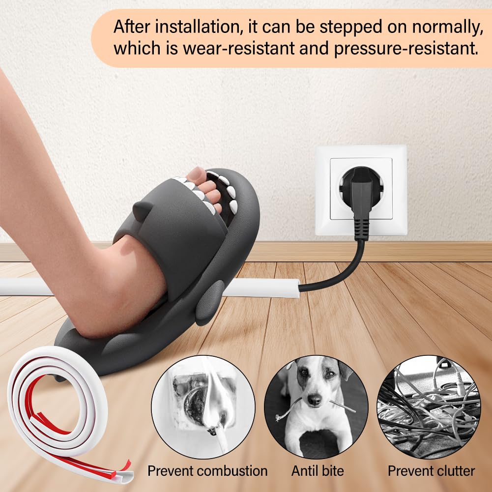 JIANWEI Wall Cord Hider, 39inch Self Adhesive Cable Hider Half Round Extension Cord Covers TV Cord Hider Raceway Cord Covers Wall Mounted Tv for Home