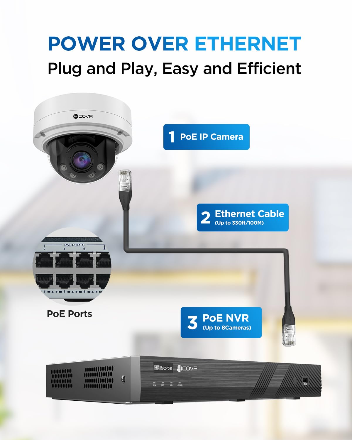 4COVR 5MP PoE Security AutoFocus Vandal Dome IP Wired Camera with Mic, 2.8-12mm Varifocal Lens 4X Optical Zoom UHD, IK10 Vandal-Proof 130ft IR Night