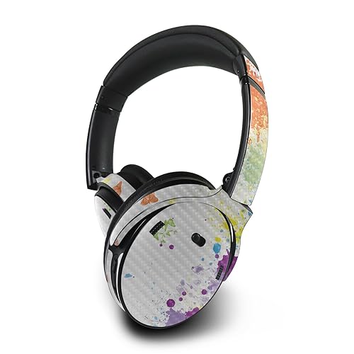 MightySkins Carbon Fiber Skin Compatible with Bose QuietComfort 45 Headphones Splash of Color | Protective, Durable Textured Carbon Fiber Finish…