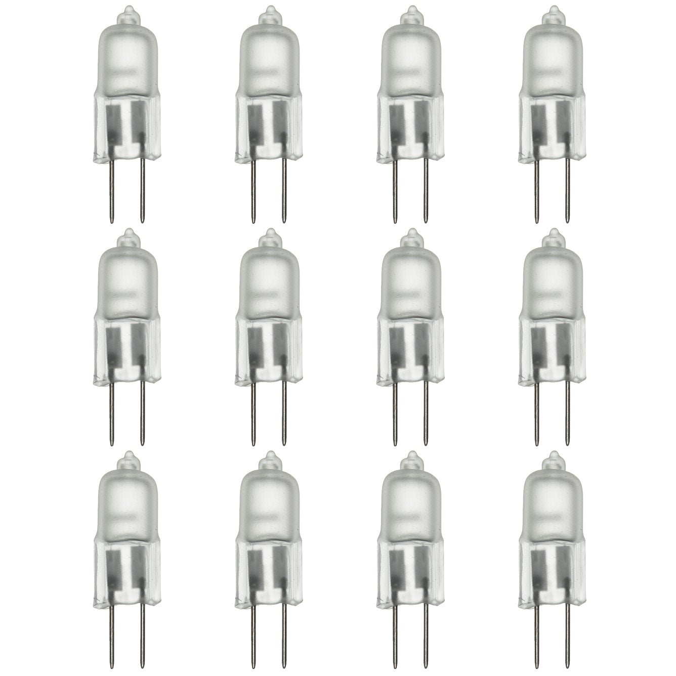 Sunlite Q20/FR/G4/12V/12PK Halogen 20W 12V Q20 Single Ended Capsule Light Bulbs, Frosted Finish, 3200K Bright White, Bi-Pin (G4) Base, 12 Pack