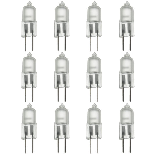 Sunlite Q20/FR/G4/12V/12PK Halogen 20W 12V Q20 Single Ended Capsule Light Bulbs, Frosted Finish, 3200K Bright White, Bi-Pin (G4) Base, 12 Pack