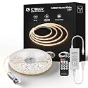 CtrlCV COB 24V LED Strip Light, Adjustable Brightness Strip Light, 16.4ft, CRI90+, DC Connector, for DIY Home Lighting, Living Room, Bedroom (with