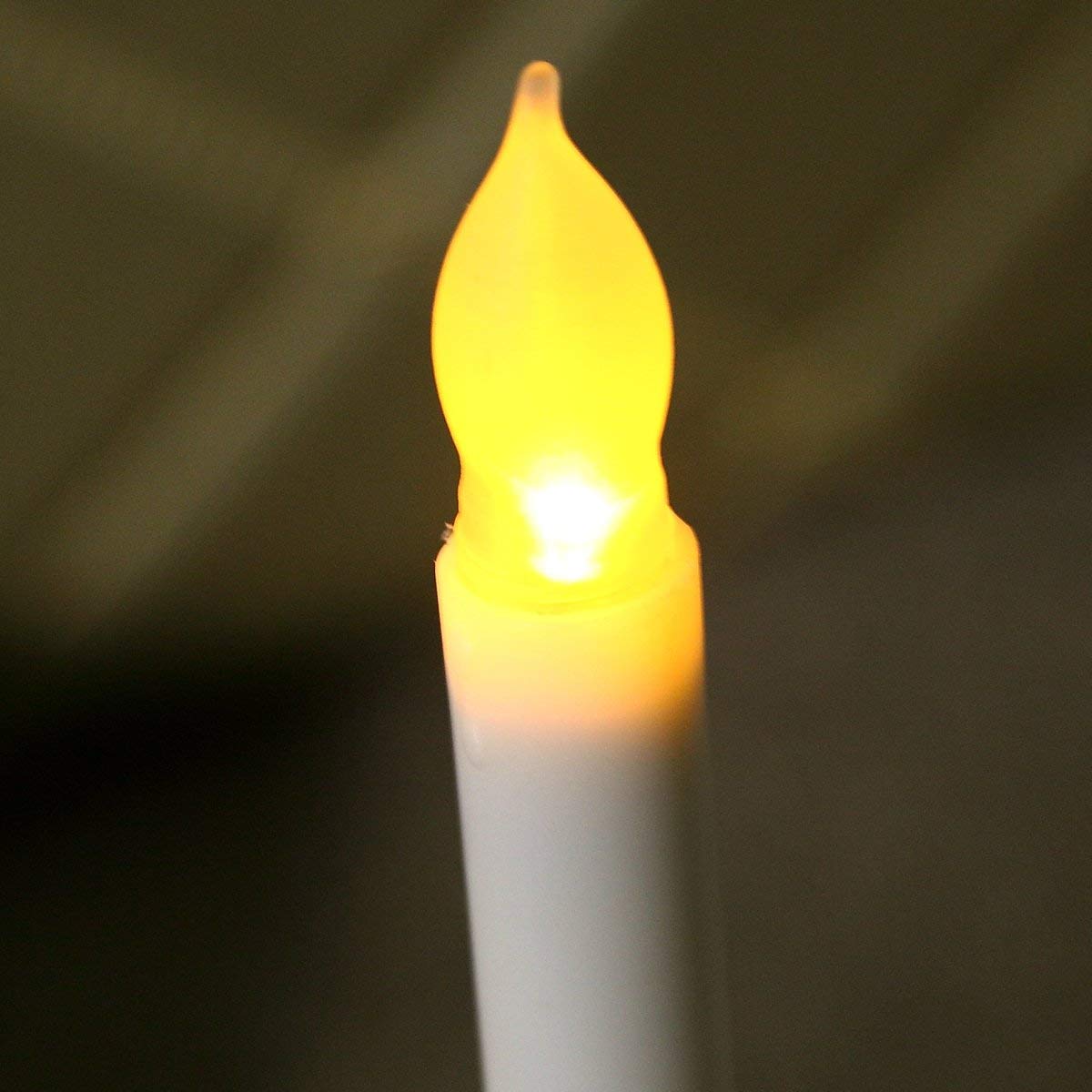 LEEHON 24PCS Yellow Mini Battery Operated Wax Dipped White Body LED Taper Candles, Amber Flickering Flameless Taper Candles for Themed Party, Church