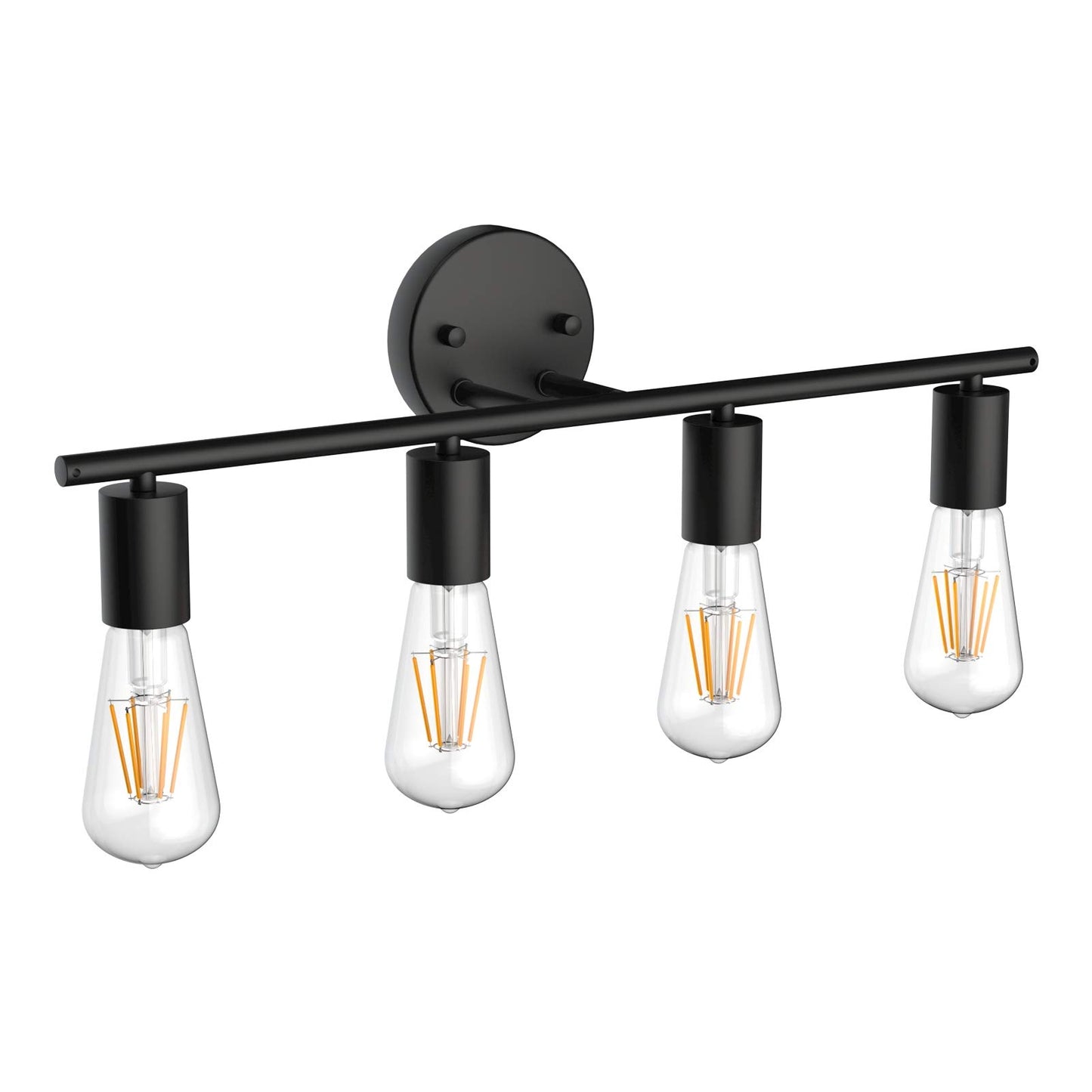 Ralbay Bathroom Vanity Light Fixtures-4 Light Industrial Matte Black Wall Sconce, Vintage Edison Wall Lamp Lighting Fixture for Bathroom