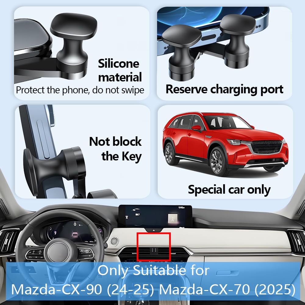 LUNQIN Car Phone Holder Mount for Mazda CX90 2024 2025 2026 CX70 Auto Accessories Interior Decoration Mobile Cell Smartphone Bracket