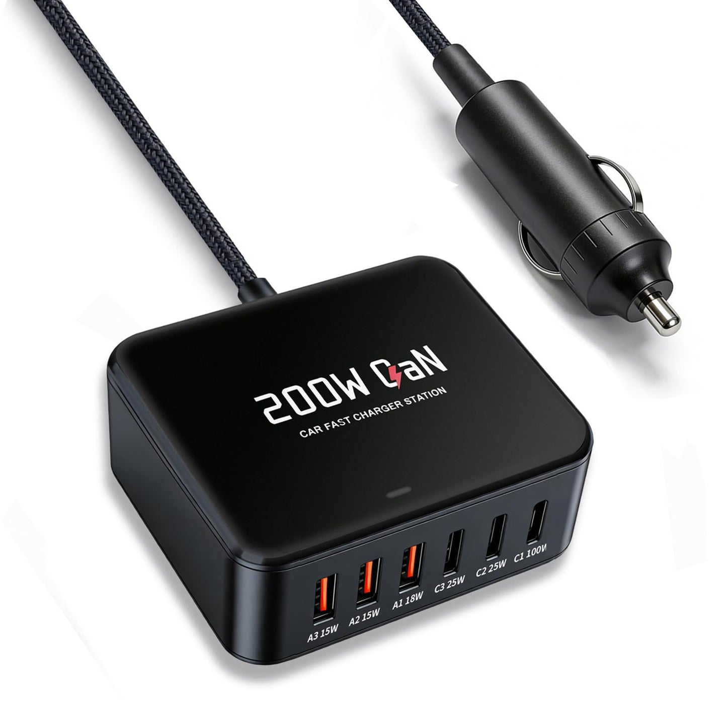 200W USB C Car Charger,Type C Laptop Car Charger & PD3.0/QC3.0/PPS Cigarette Lighter Adapter for iPhone 16/15/14/13/12 Pro Max, Galaxy S25/S26 Ultra